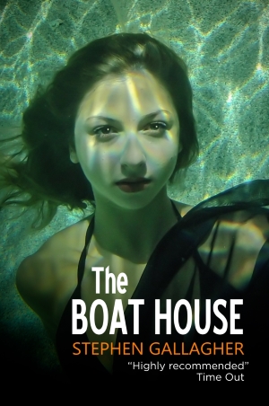 Paperback cover for The Boat House, a young Russian woman under water, hair floating, looking straight at us.