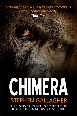Paperback cover of Chimera, featuring the eyes of the hybrid creature at the heart of the story