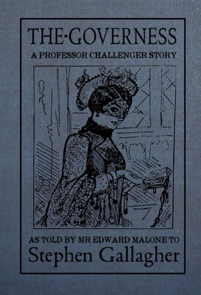 Cover for The Governess, imitating the printed cloth boards of an Edwardian hardcover
