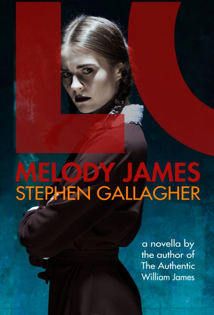 Cover for the Melody James novella. A young woman in period dress and long pigtails stands side-on with arms folded, directing a hostile gaze toward the viewer